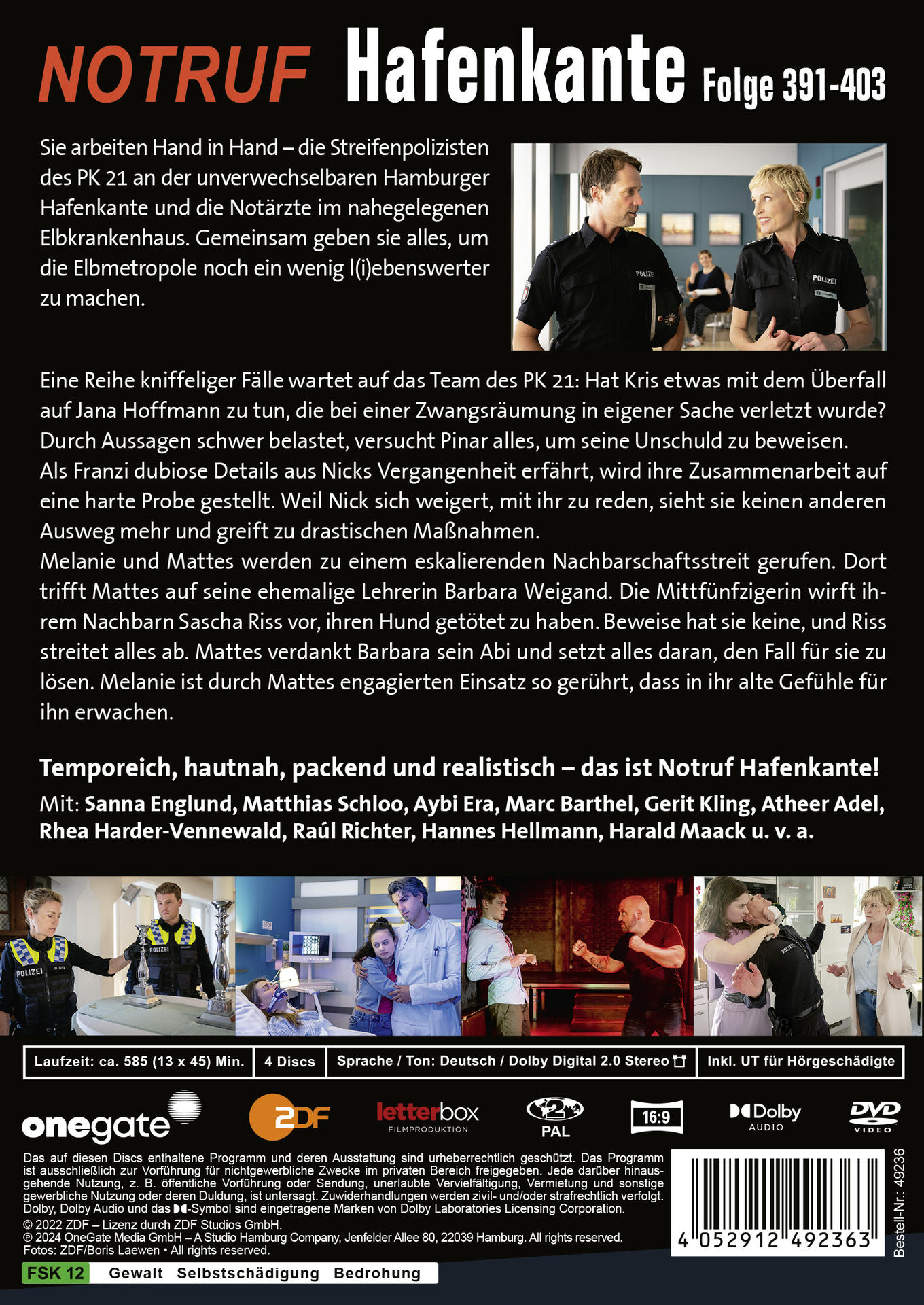 DVD-Cover, Polizisten, Tatort, eine Frau und ein Mann. Deutscher Text.