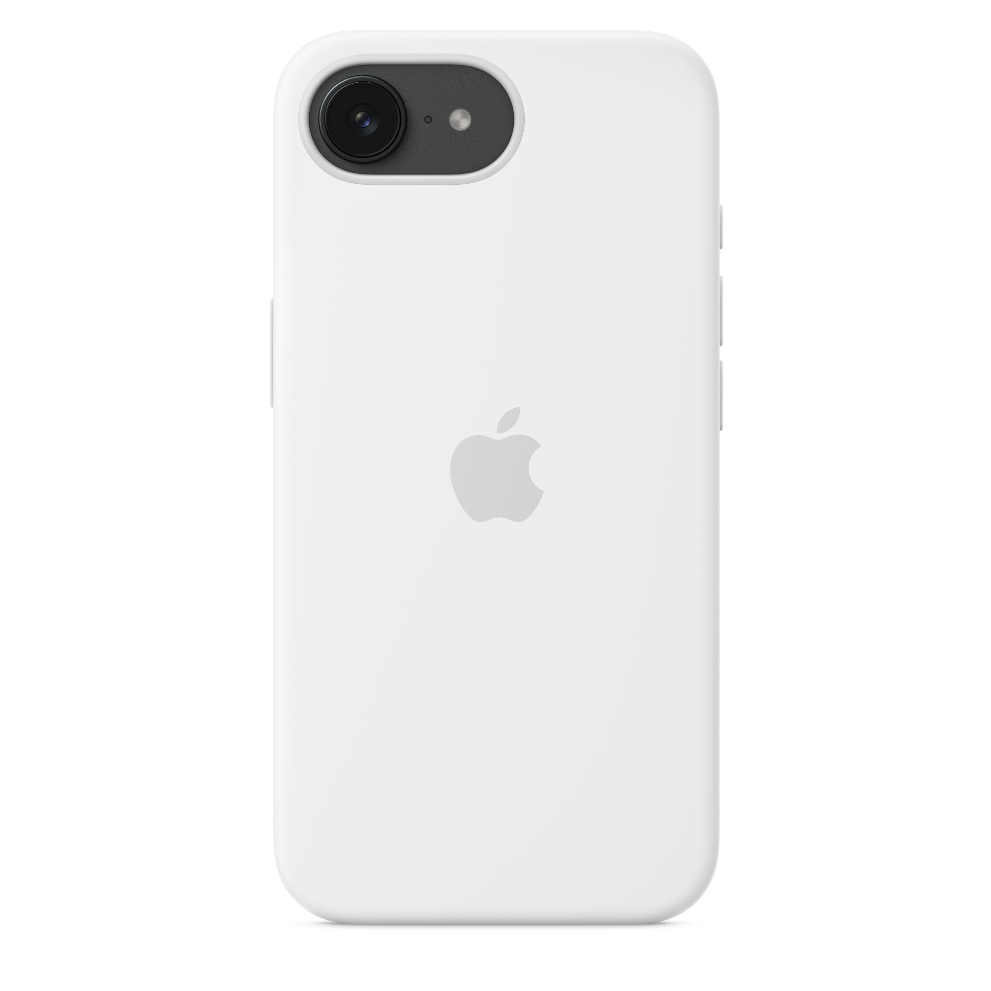 Egy fehér telefon kamerával és az Apple logójával a hátoldalon.