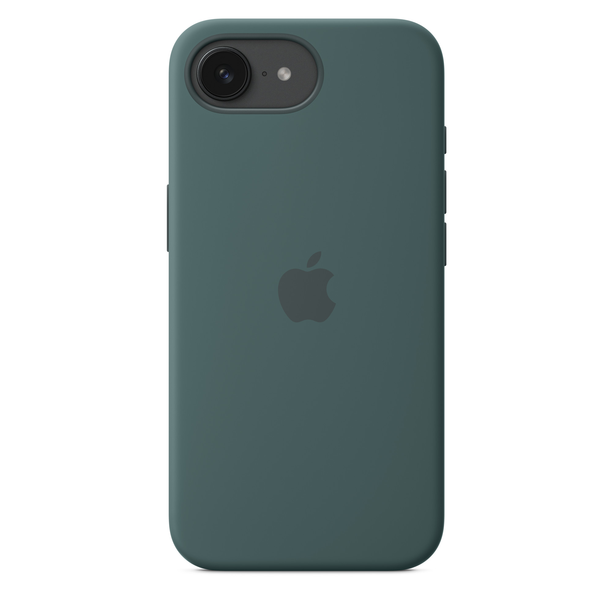 Zöld telefon kamerával és Apple logóval. A telefon fehér háttéren van.