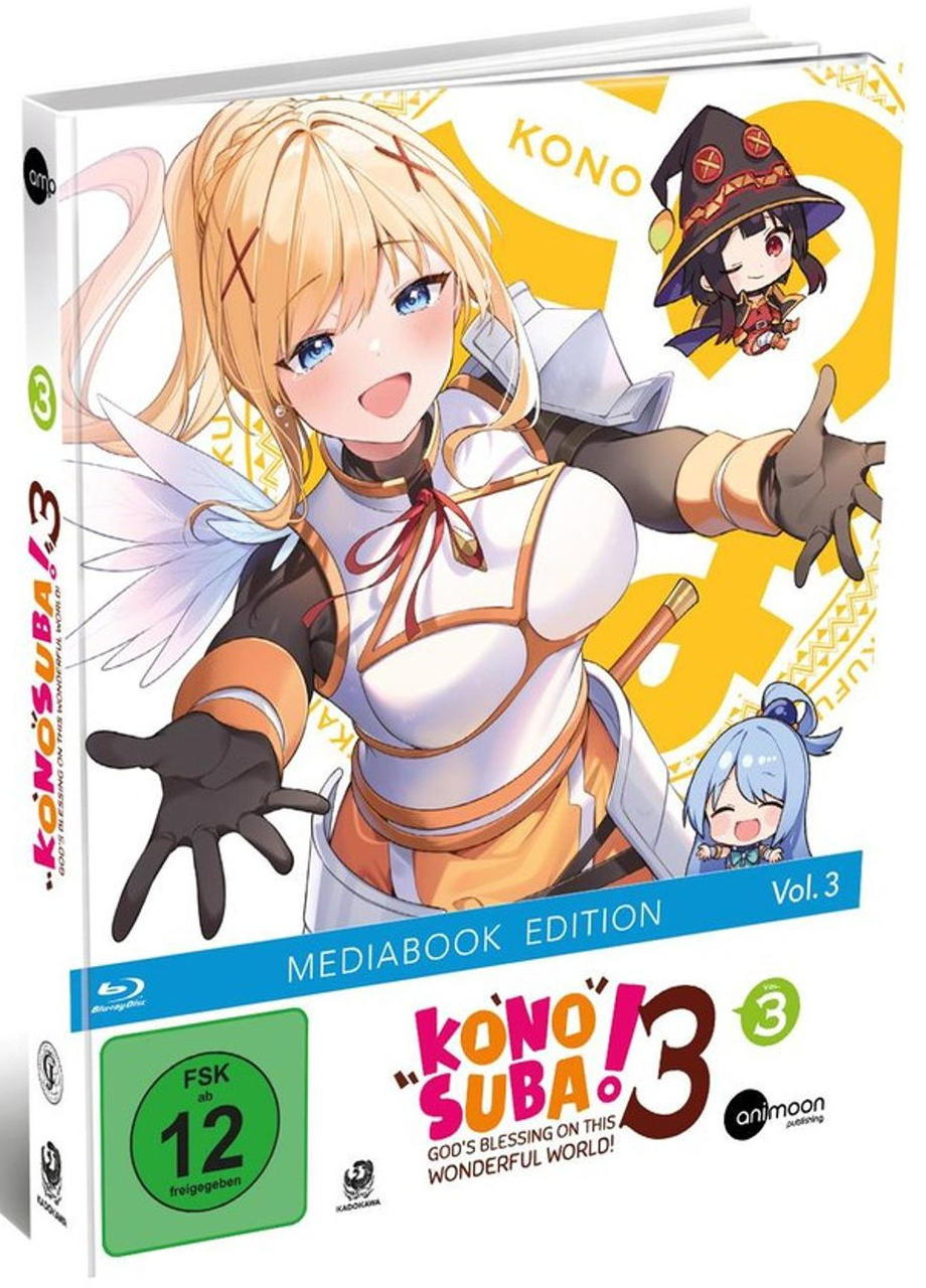 Ein Media-Buchcover mit Anime-Charakteren und dem Titel: Konosuba! 3.