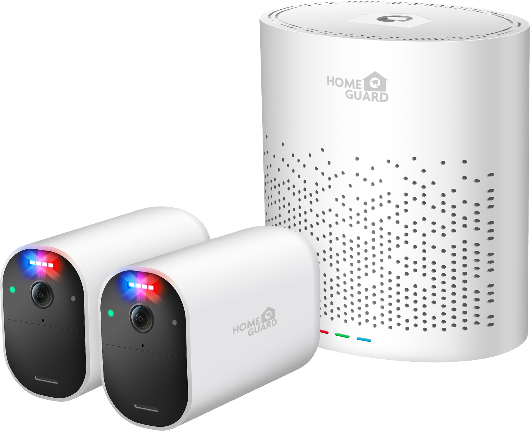 HOMEGUARD Okos vezeték nélküli két kamerás biztonsági rendszer, kék+piros fénnyel és szirénával (HGWNK-88102)