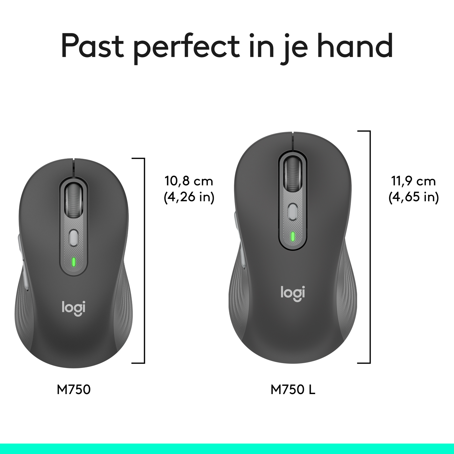 Two computer mice. One is smaller, the other one is bigger. Black on white background.