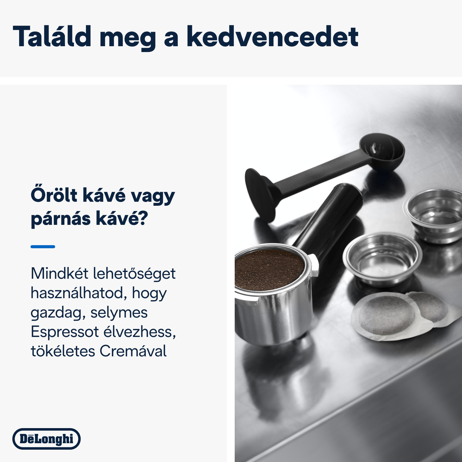 Kávéfőző tartozékok kávébabbal egy tartályban.