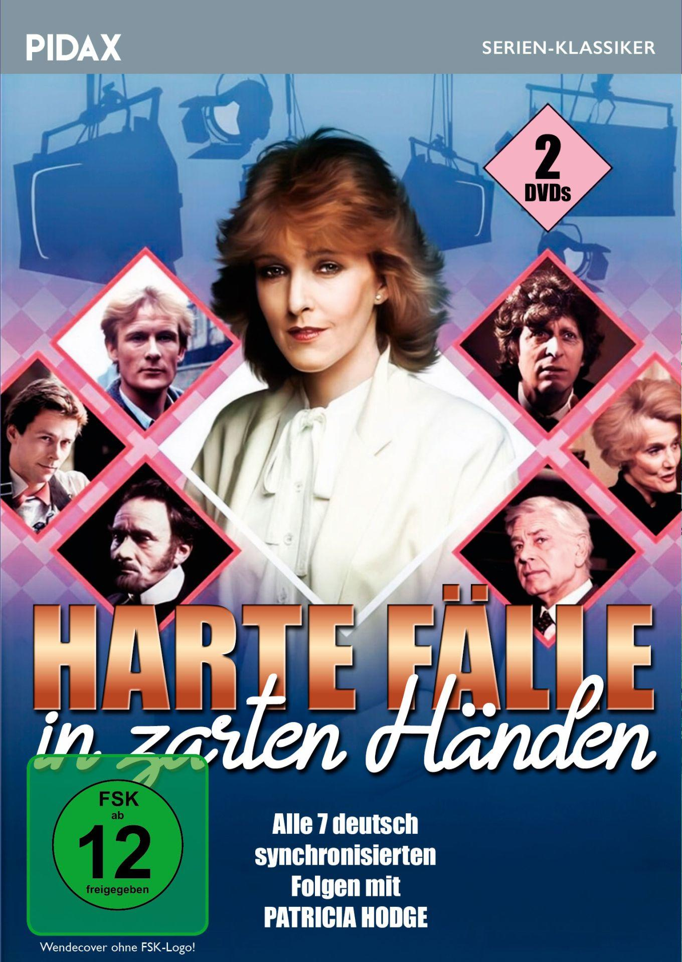 DVD-Cover: Harte Fälle in zarten Händen. Mehrere Personen in einer Szene mit Text.