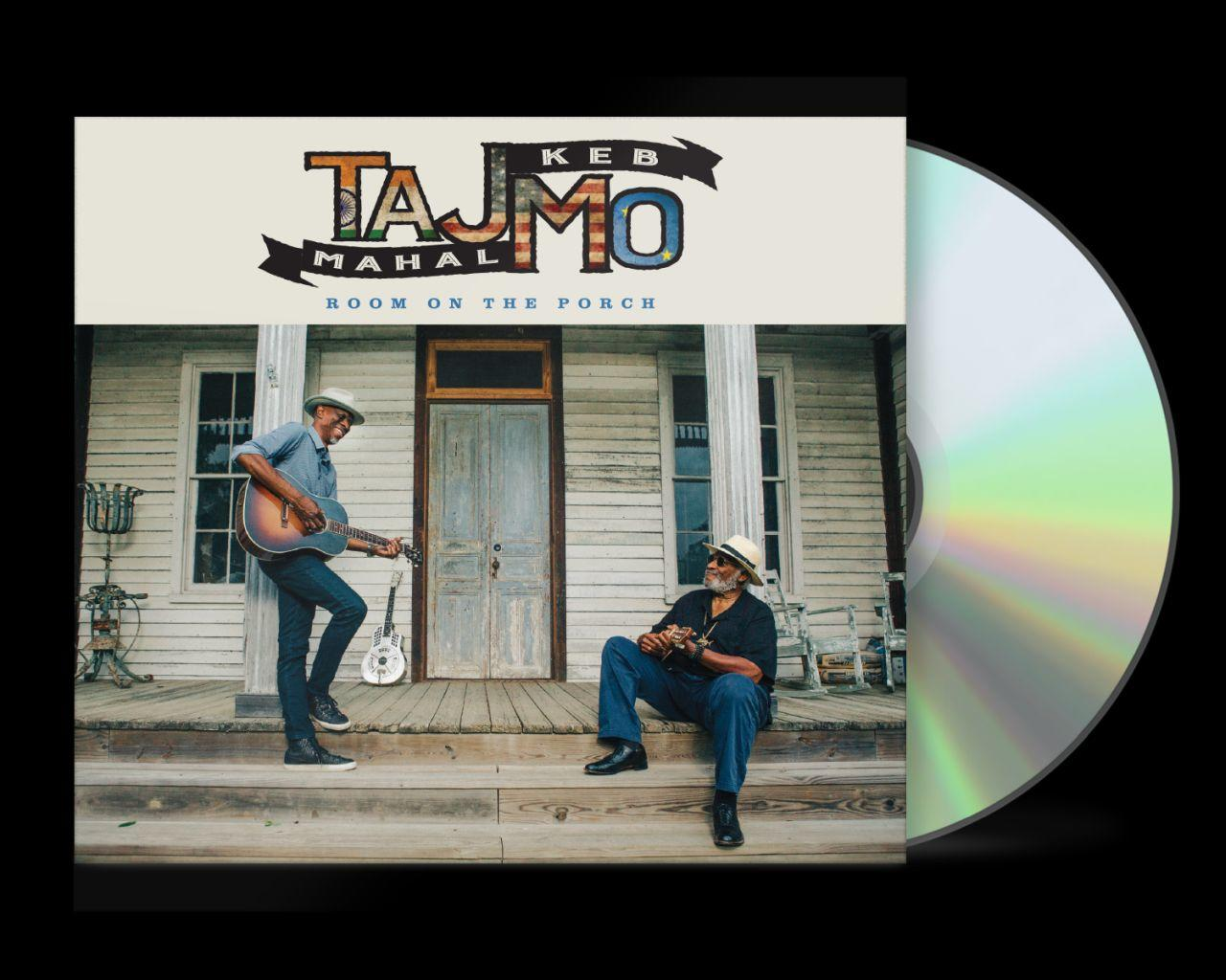 CD-Cover: Zwei Männer mit Instrumenten auf einer Veranda, mit CD und Albumtitel.