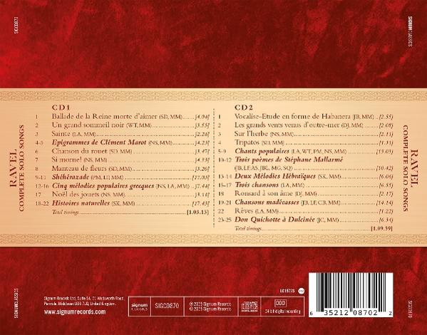 Rückseite einer CD-Hülle mit französischer Trackliste und rotem Farbverlauf.