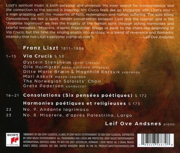 Text auf einer CD-Hülle: Franz Liszt Musikdetails, einschließlich Titel, Interpreten und das Sony Classical-Logo.