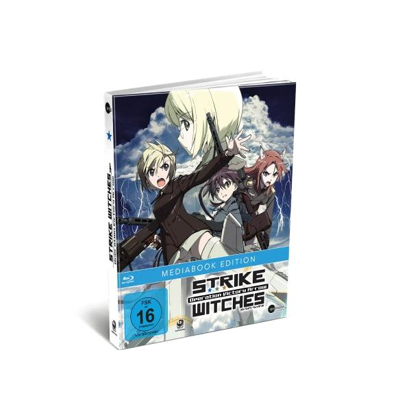 Anime Blu-ray Disc Box-Set mit drei Frauen, Text "Strike Witches".