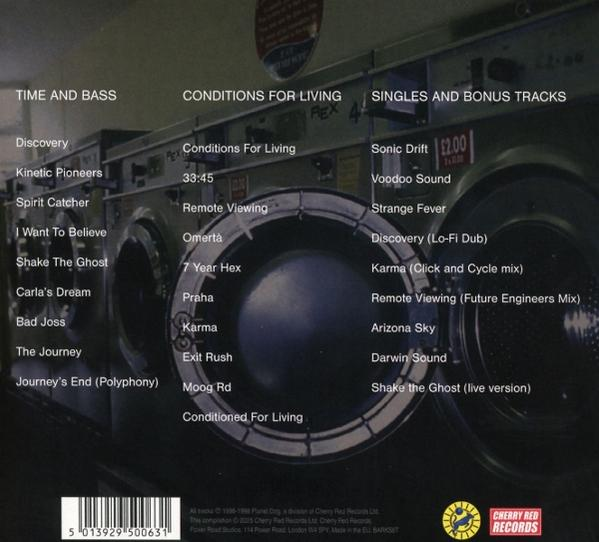 Rückseite einer CD mit Titellisten und Waschmaschinen-Grafik, mehrfarbig.