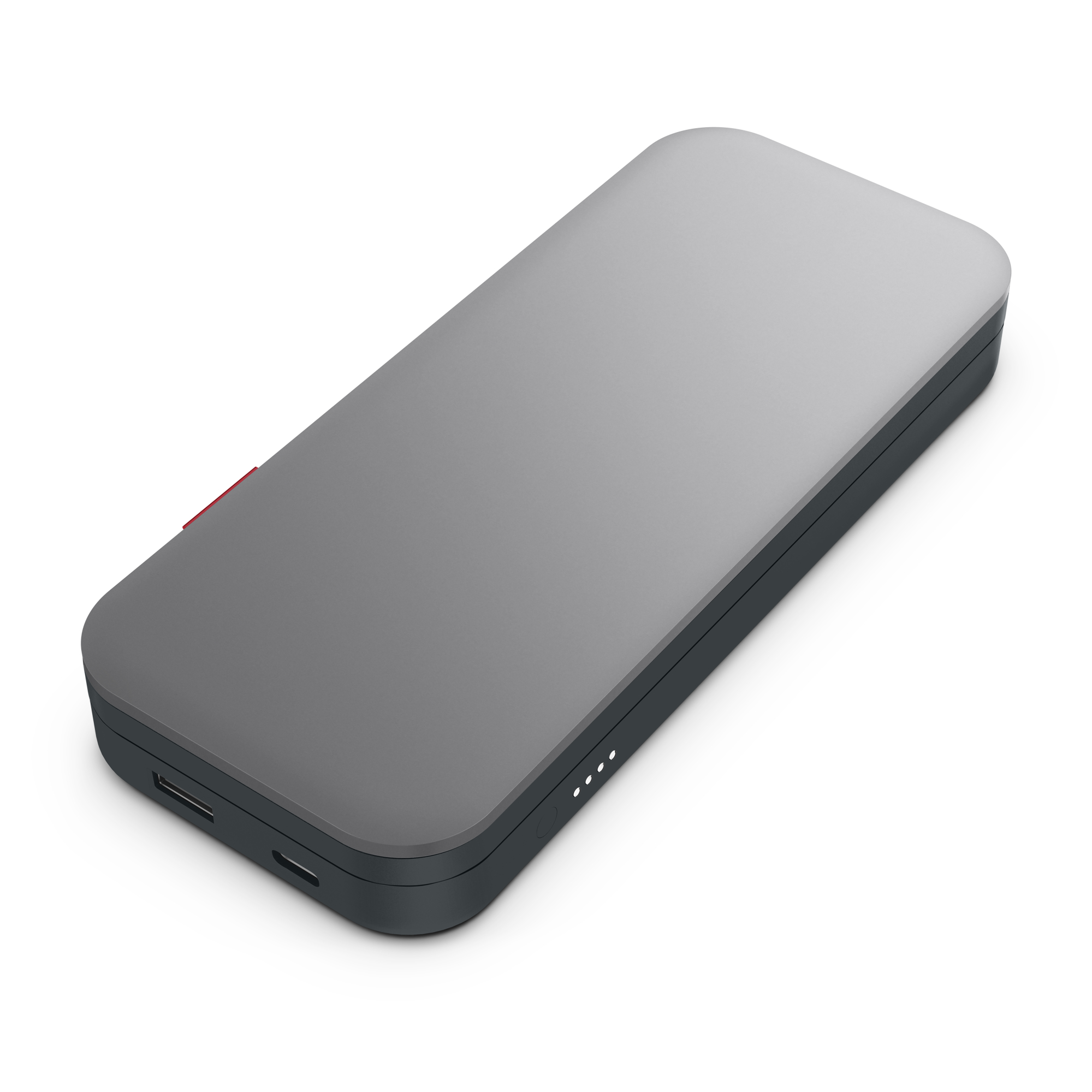 Eine graue Powerbank.