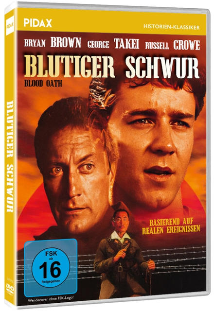 DVD-Hülle. Das Cover zeigt drei Personen. Text auf Deutsch 'Blutiger Schwur'.