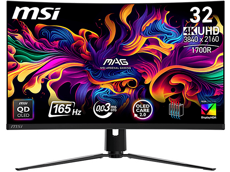 MSI MAG 321Cup Qd-Oled Monitor, 31,5", UHD 4K, 3840 x 2160 Pixel