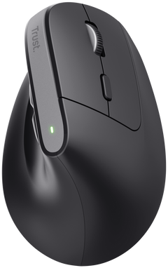 Fekete ergonomikus egér zöld fénnyel.