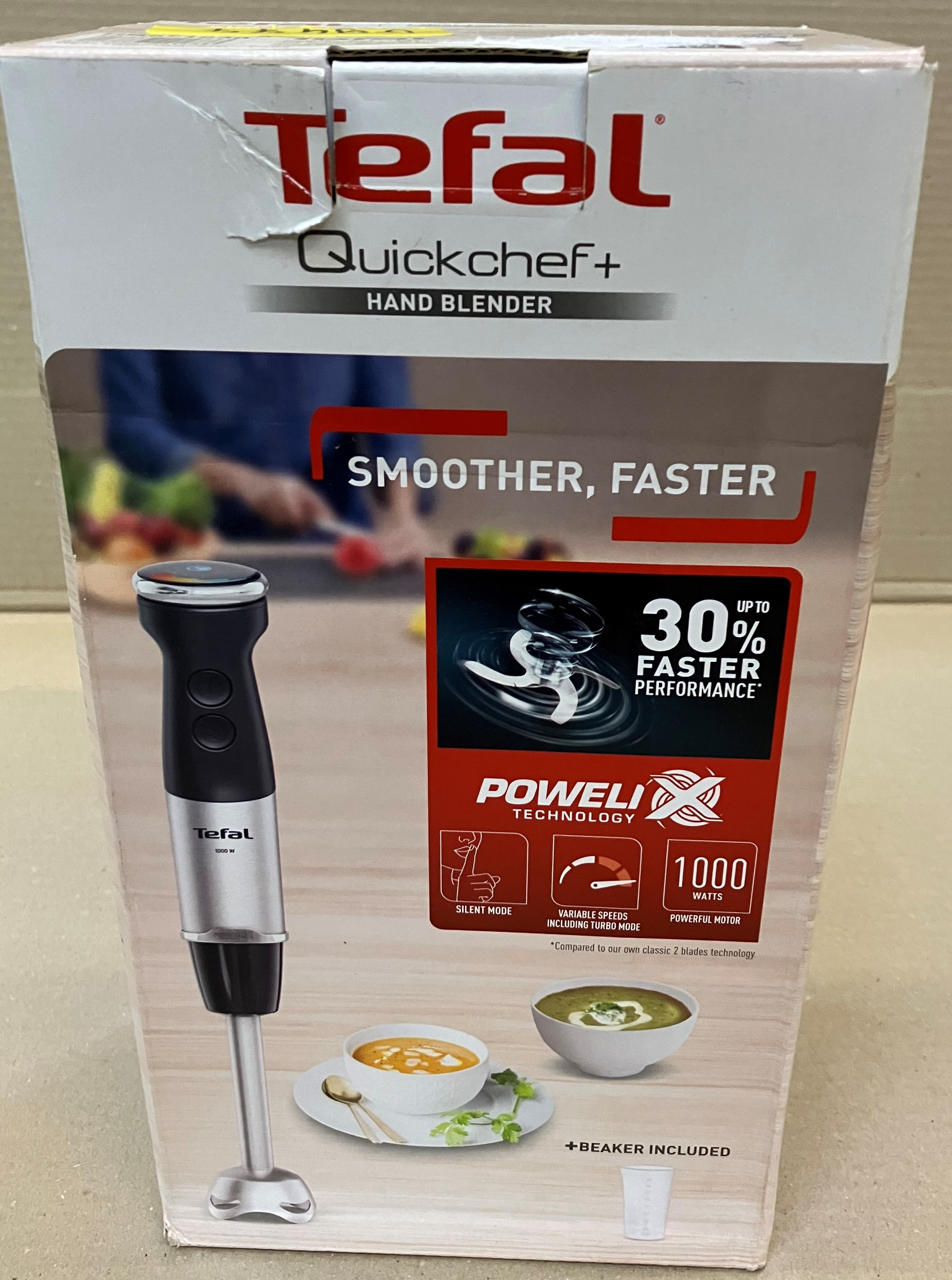 OUTLET - Blender ręczny TEFAL HB671830 HBL Quickchef Czarno-srebrny 1000 W Czarno-srebrny
