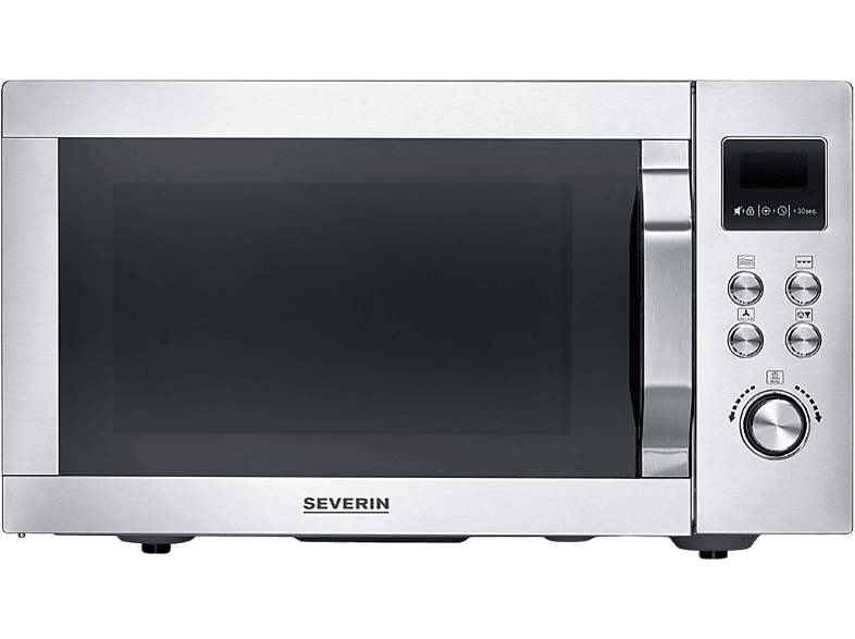 Severin MW 7918 CrispyWave Mikrowelle mit Grill- und Heißluftfunktion (900 Watt, Freistehend , Silber)