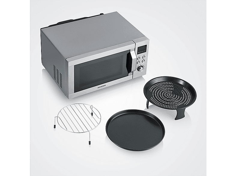 Severin MW 7918 CrispyWave Mikrowelle mit Grill- und Heißluftfunktion (900 Watt, Freistehend , Silber) — Foto 3 von 5