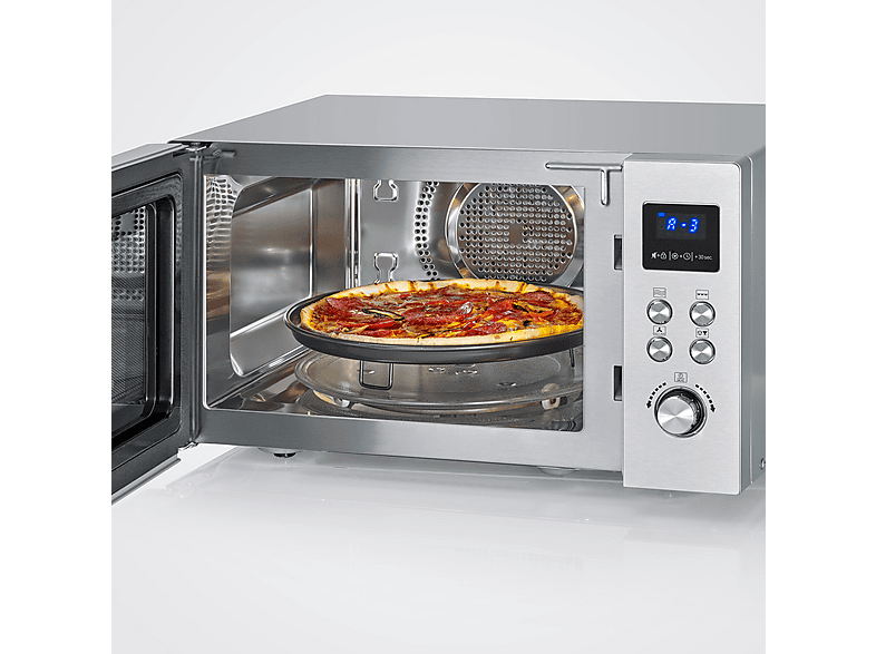 Severin MW 7918 CrispyWave Mikrowelle mit Grill- und Heißluftfunktion (900 Watt, Freistehend , Silber) — Foto 5 von 5