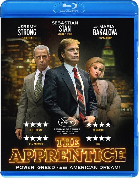 Affiche du film : Jeremy Strong, Sebastian Stan et Maria Bakalova. The Apprentice. Pouvoir, cupidité et le rêve américain.