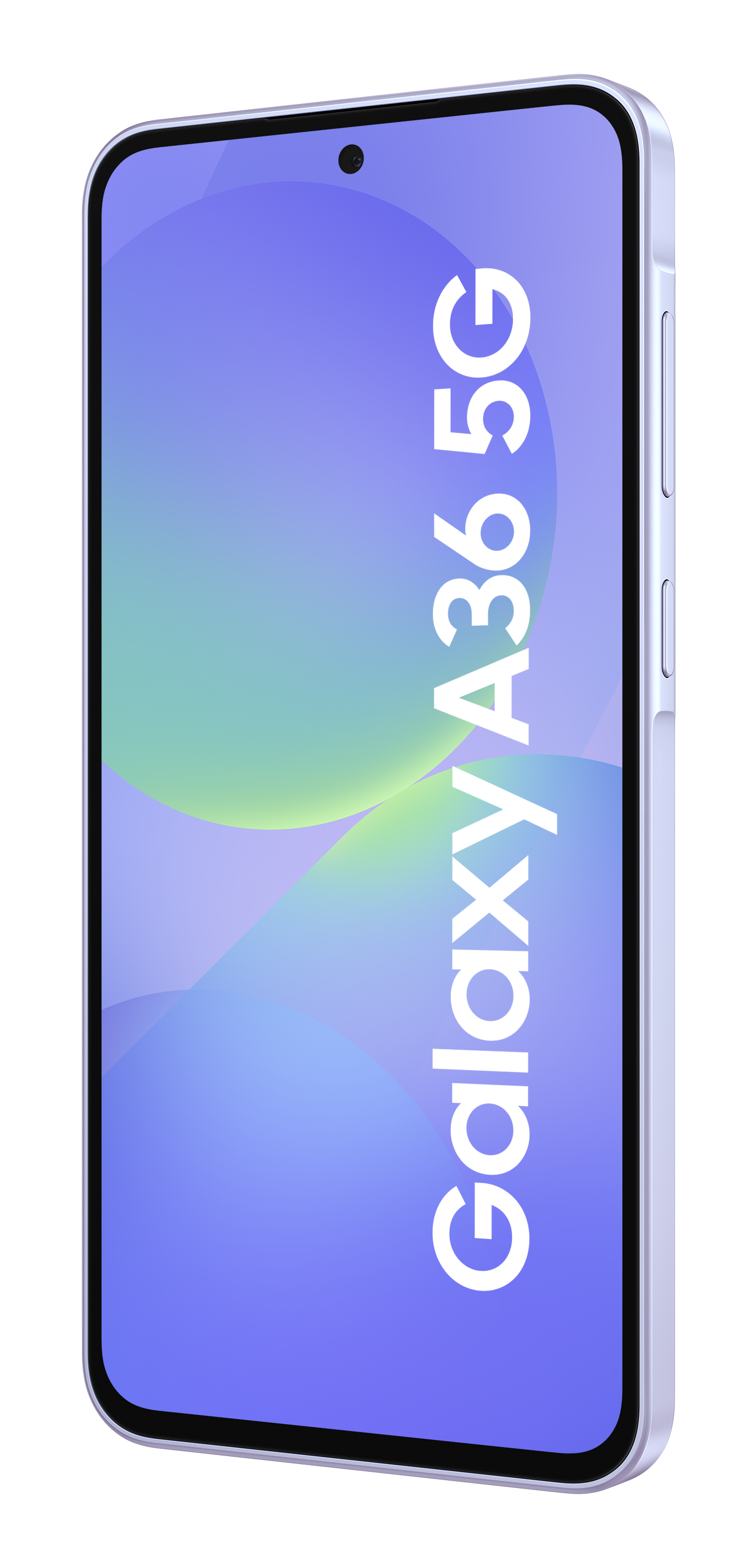 Telefon pokazuje tekst Galaxy A36 5G i logo Samsunga.