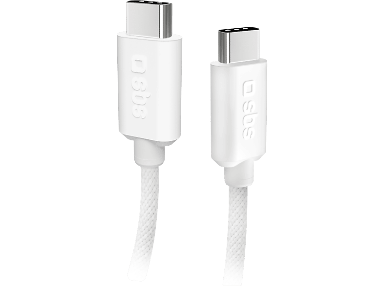 Sbs Mobile Usb-c Naar Braided 60w 1.5m Kabel 15 M Wit afbeelding