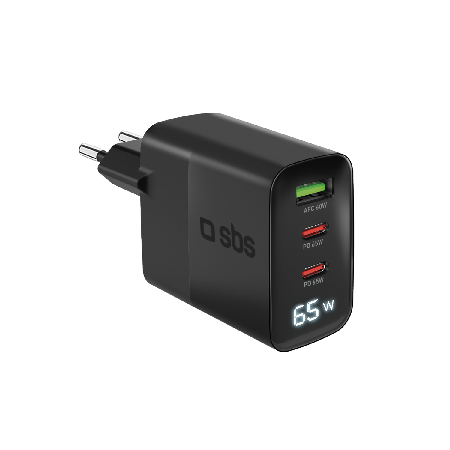 Sbs Wall Charger Usb-c 65w & Usb-a 60w Lcd Thuislader