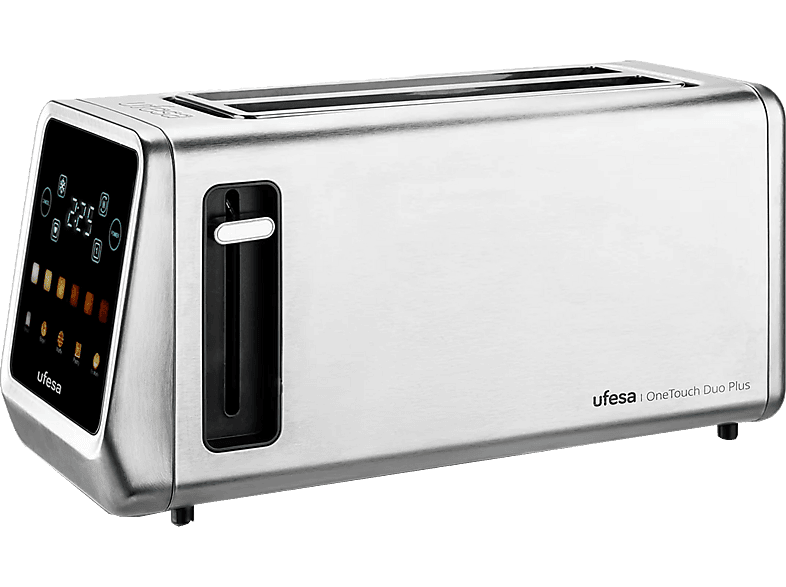 Tostadora - Ufesa OneTouch Duo Plus, 1450 W, 2 Ranuras Largas Extra Anchas XL, 6 Niveles de tostado, Descongelar, Inox