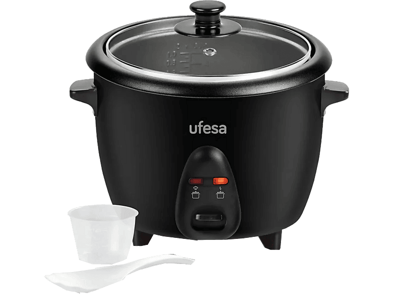 Arrocera - Ufesa AR4080 Basmati, 700 W, 1.8 l, Cubeta anti adherente extraíble, Función mantener caliente, Negro