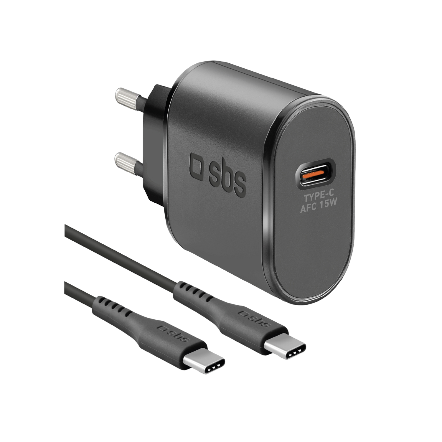 SBS MOBILE Wall Charger USB-C 15W + USB-C Kabel Thuislader afbeelding