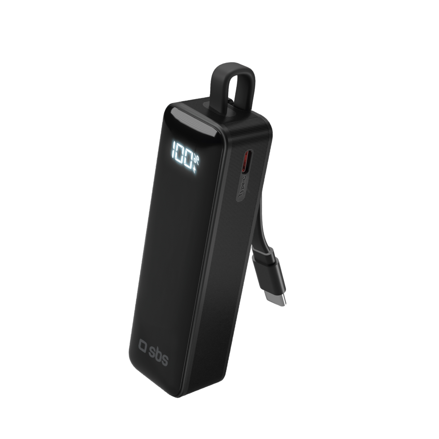 Sbs 1xusb-c & Int. Usb-c 5000mah 10w Lcd Powerbank Zwart