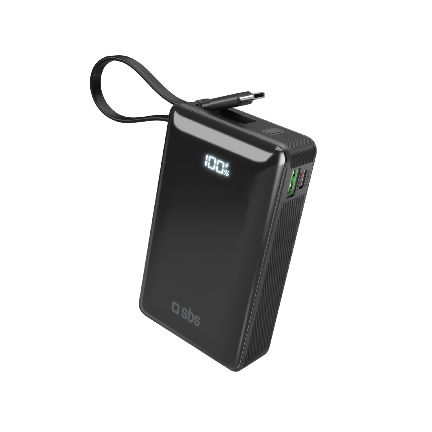 Sbs 1xusb-c & 1x Usb-a Int. Usb-c 20000mah 10w Lcd Powerbank Zwart