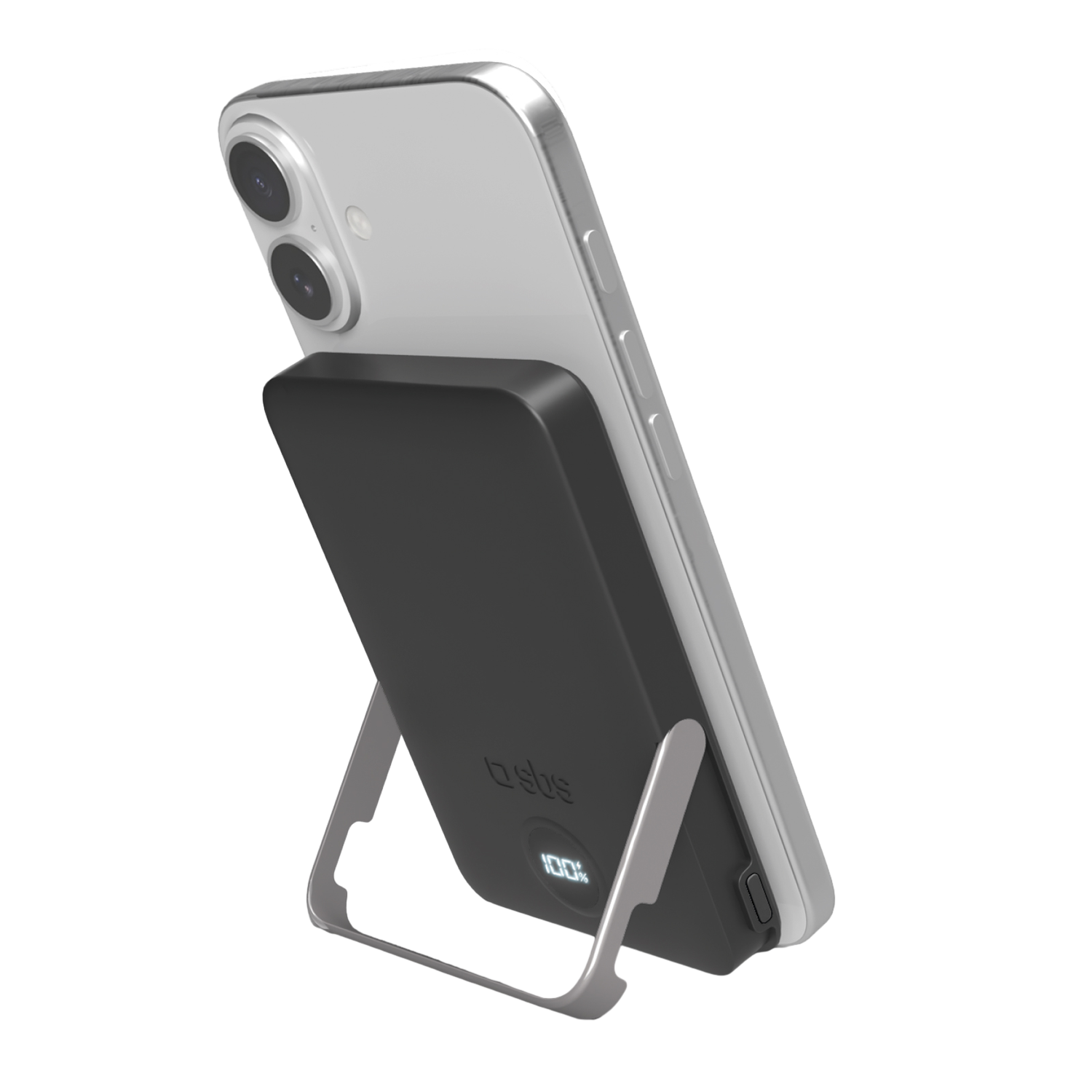 Sbs 1xusb-c 5000mah 15w Magsafe Lcd Stand Powerbank Zwart