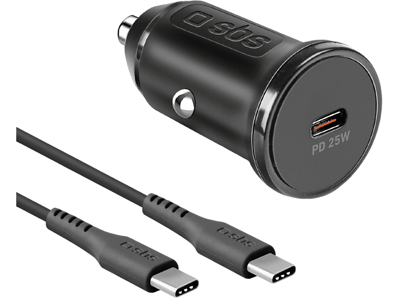 Sbs 25W USB-C Autolader met 1m USB-C Kabel