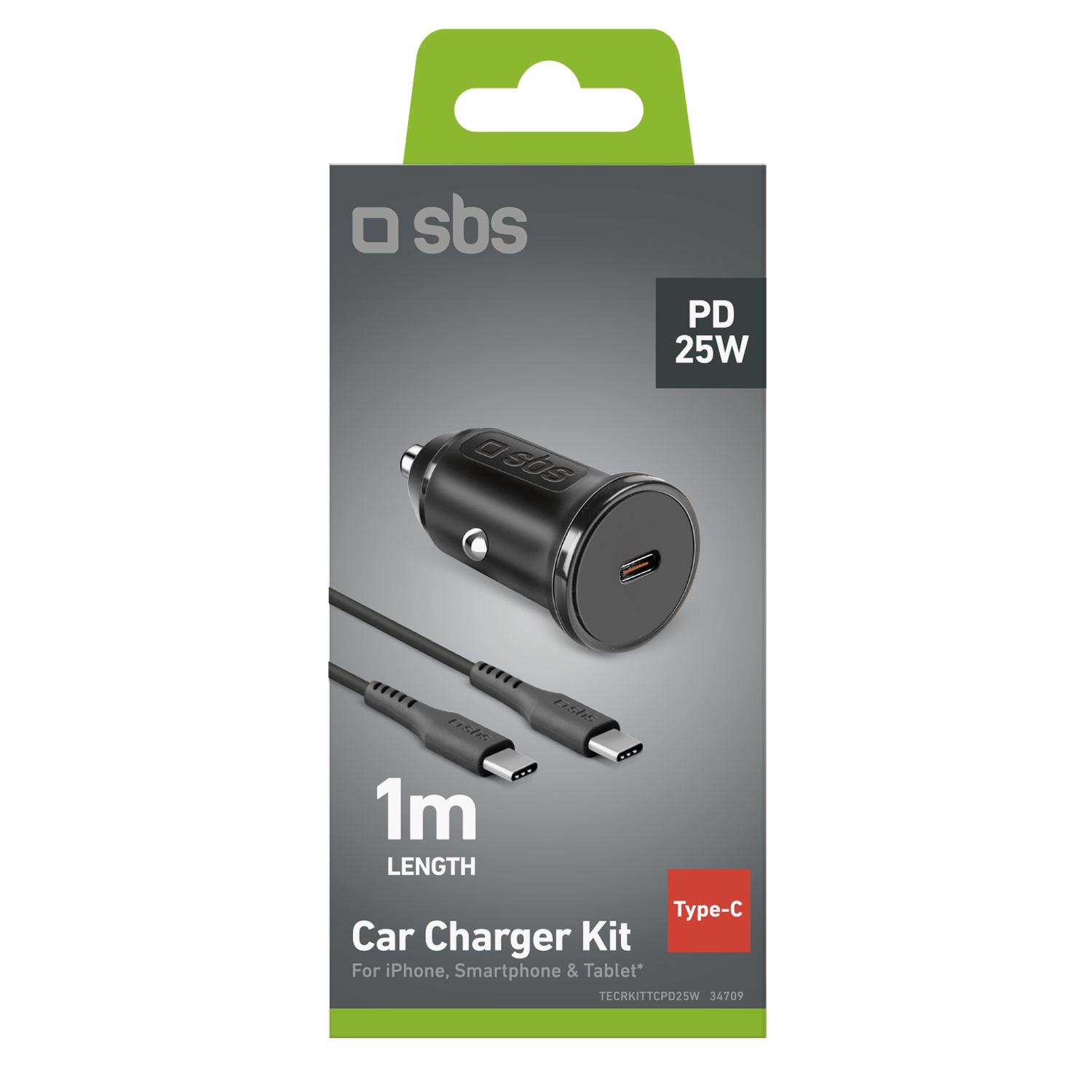 Boîte de kit de chargeur de voiture avec chargeur et câble Type-C.