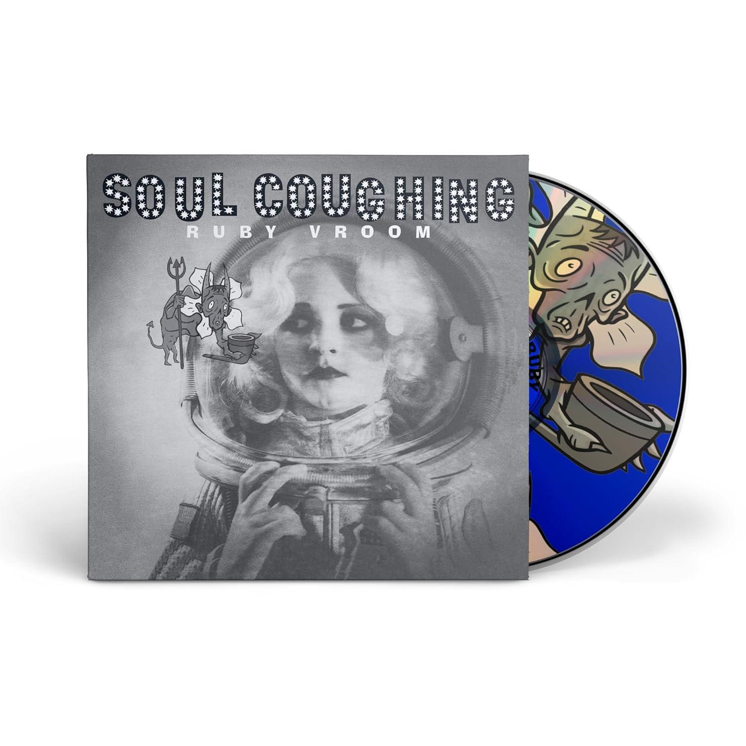 Albumcover für 'Soul Coughing' und CD. Zeigt eine astronautenähnliche Frau und einen Dämon.