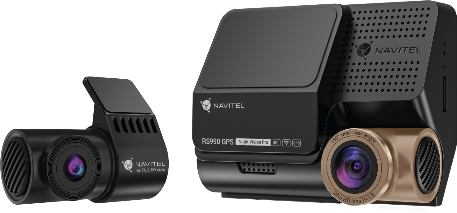 NAVITEL RS990 menetrögzítő hátsó kamera, 160° széles látószög, ADAS, GPS, WiFi,