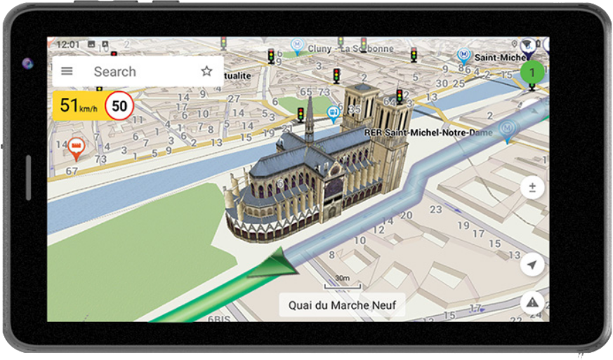 NAVITEL T797 4G navigációs tablet, Android 14 Go,Tárhely: 64 GB, térkép 45+ ország