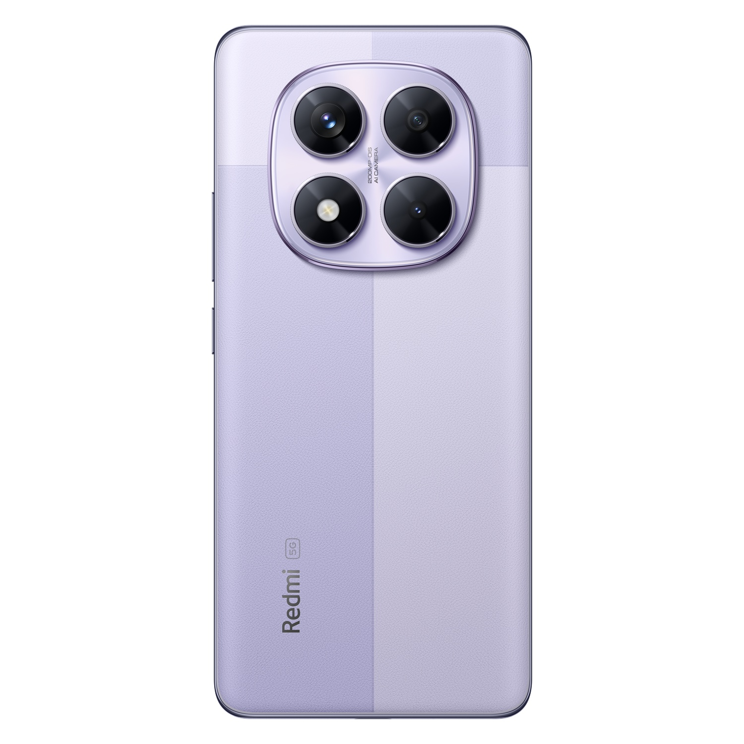 Dos de téléphone violet avec quatre caméras. Le téléphone a un schéma de couleurs bicolore.