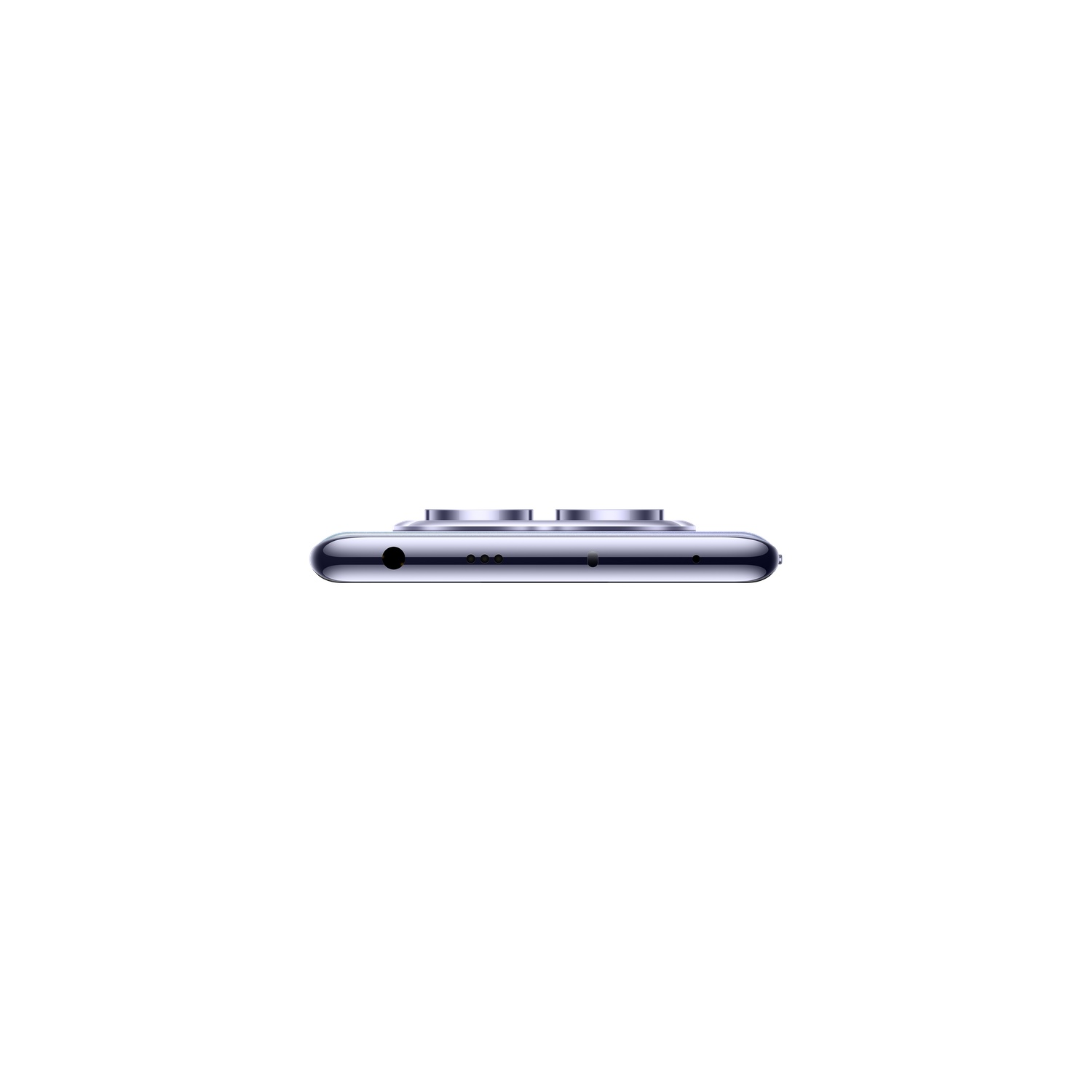 The bottom of a smartphone with a headphone jack, microphone, and speaker holes on white.