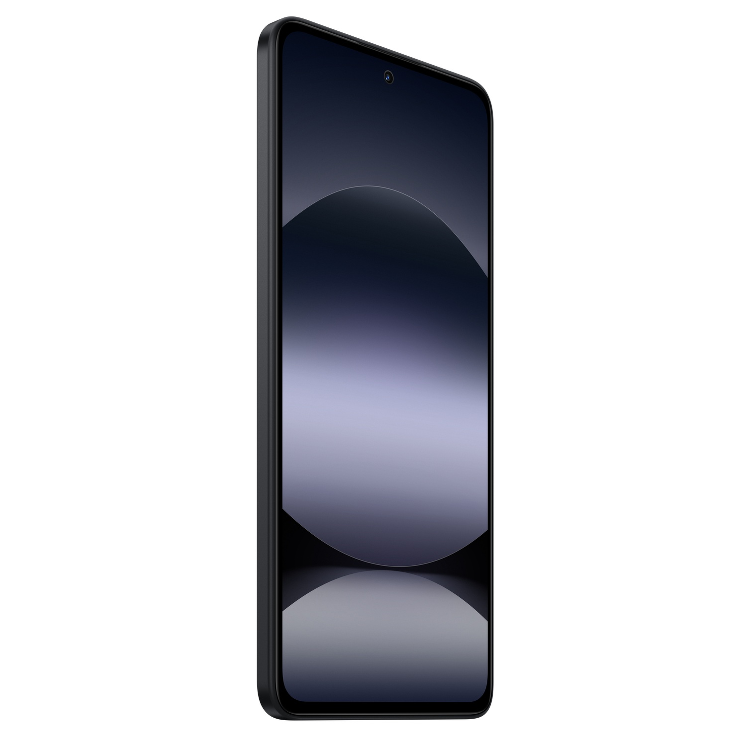 Black phone with a curved screen, displaying a dark abstract wallpaper.