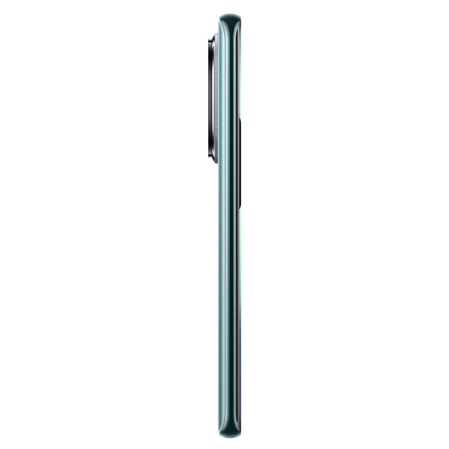 Side view of a smartphone with a triple-lens camera module.