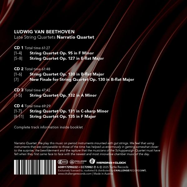 Text auf einer CD-Hülle mit musikalischen Informationen, darunter Ludwig van Beethoven und andere Komponisten.