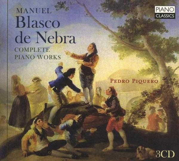 Albumcover mit Gemälde von Menschen in einem Park, Titel 'Complete Piano Works'.