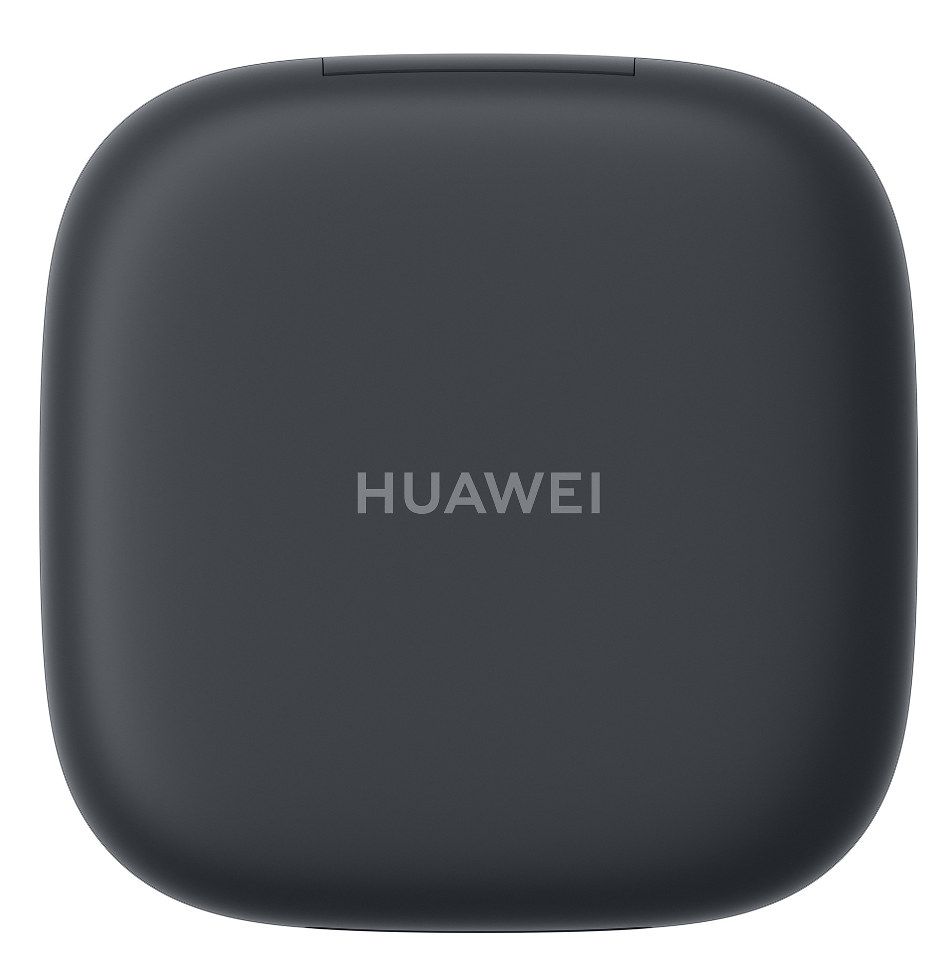 Ciemnoszara obudowa ładująca Huawei. Nazwa marki Huawei jest wyśrodkowana.