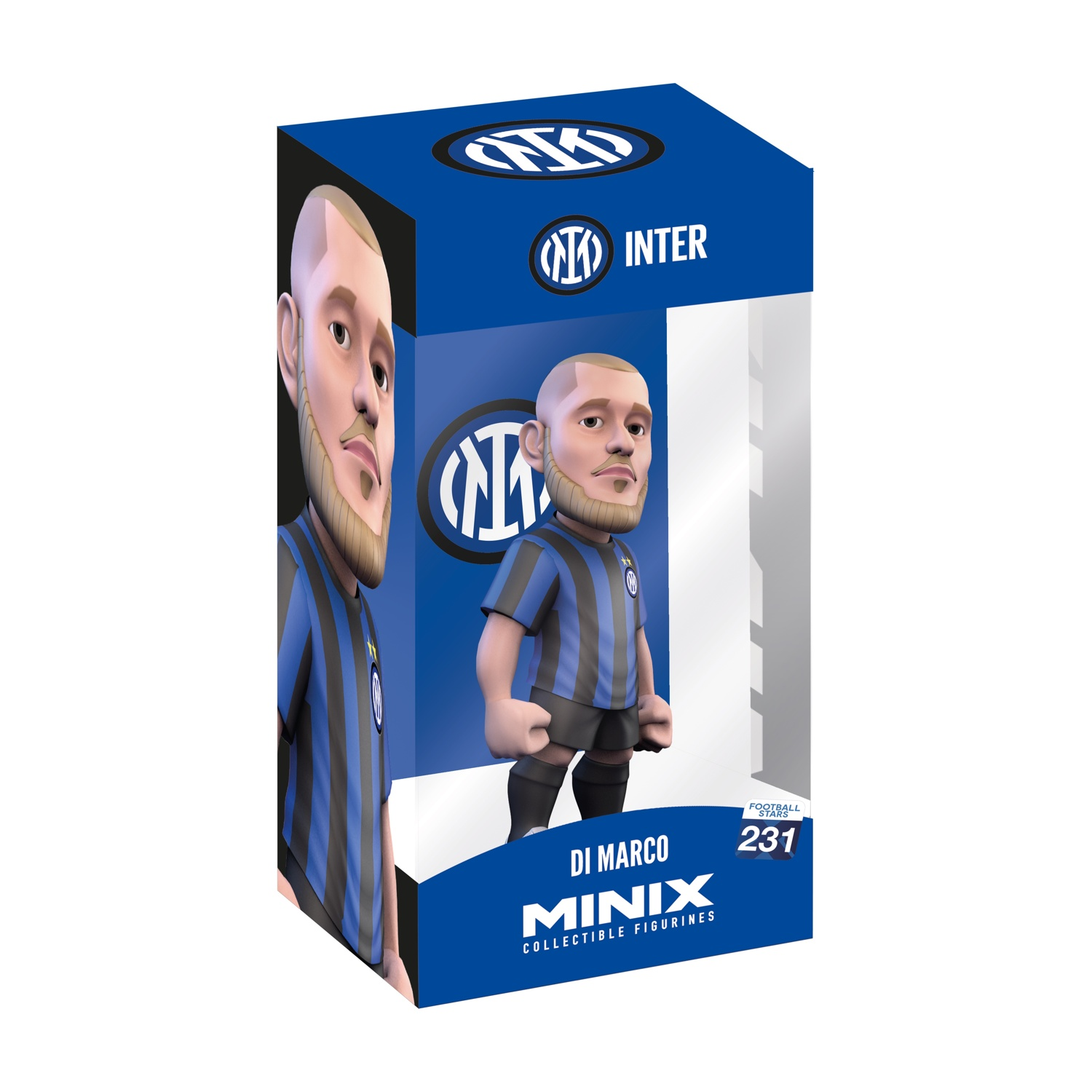 Scatola con due immagini, una di una figurina e l'altra del logo Inter.