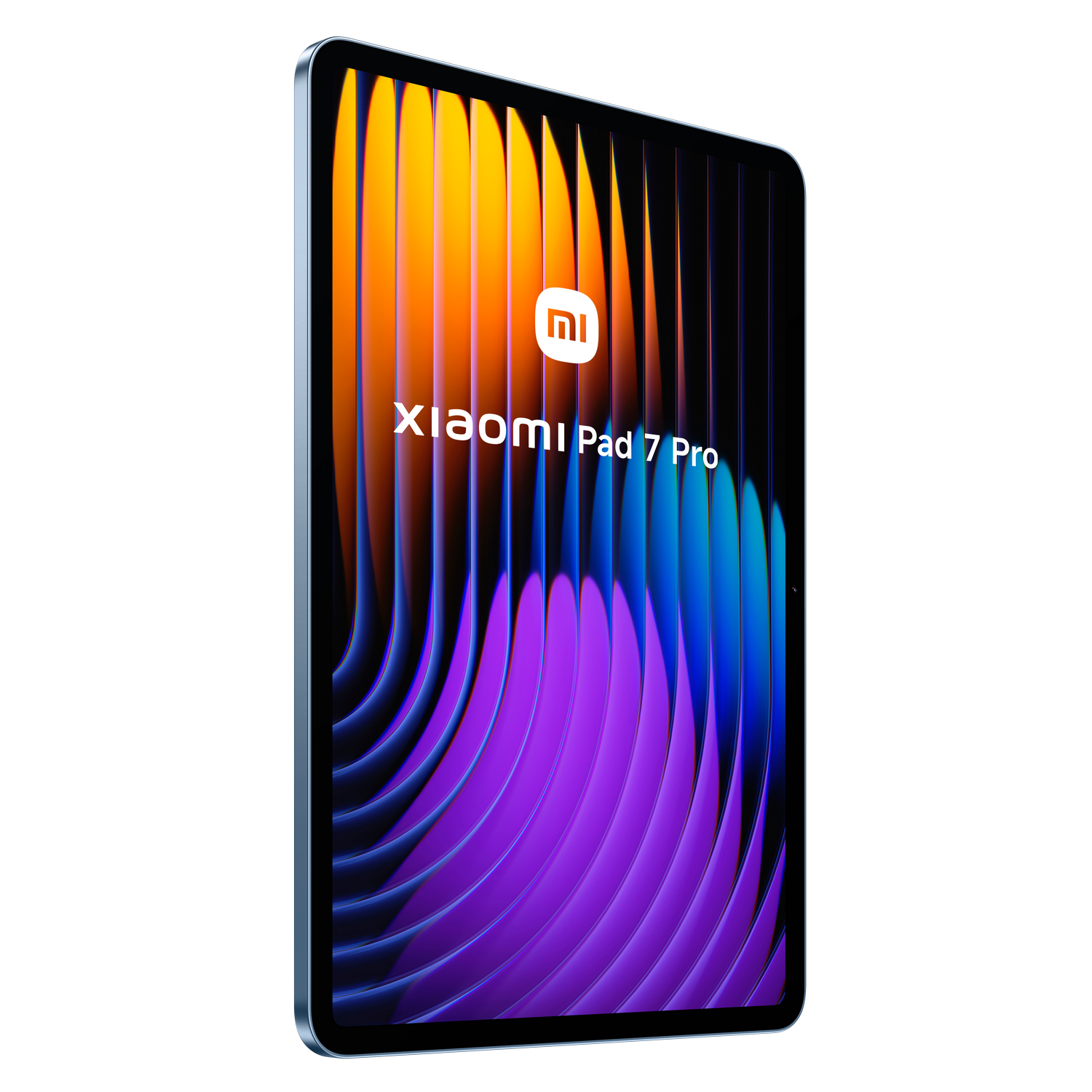 Tableta con el logo de Xiaomi y texto Pad 7 Pro en la pantalla, con un fondo colorido.