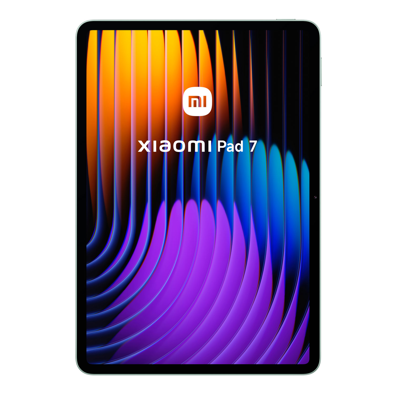 Una tableta con un fondo abstracto colorido y el logotipo de Xiaomi.