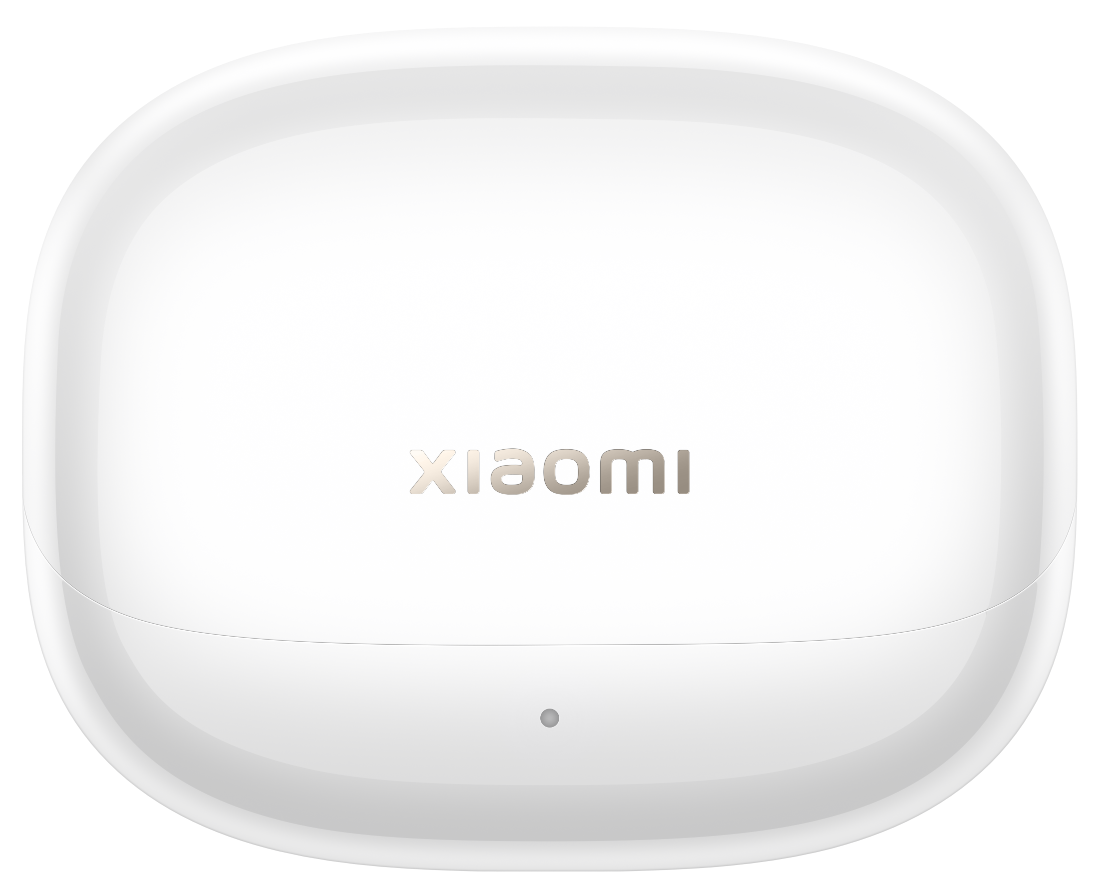 Białe etui ładujące ze złotym napisem XIAOMI.