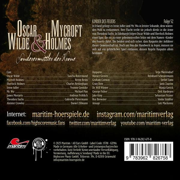 Buchcover mit Text und Besetzungsliste.