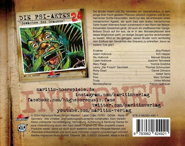 Rückseite eines CD-Covers mit Text und Grafiken.
