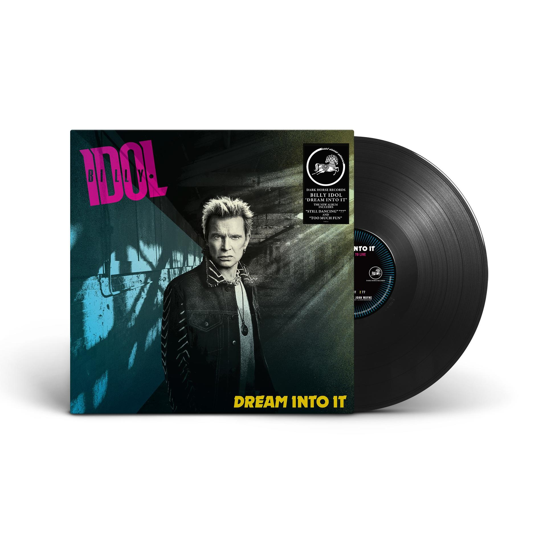 Vinylplaat met albumhoes van Billy Idol. Het album heet Dream Into It.
